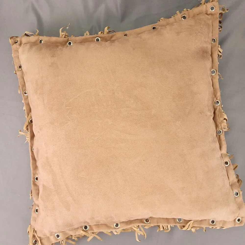 Faux Suede Throw Pillow Western Pillow 17